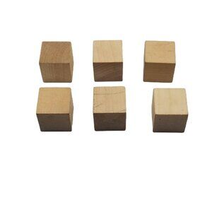6 Wooden Cube Blocks 3/4 Inch Unfinished Craft Montessori Math